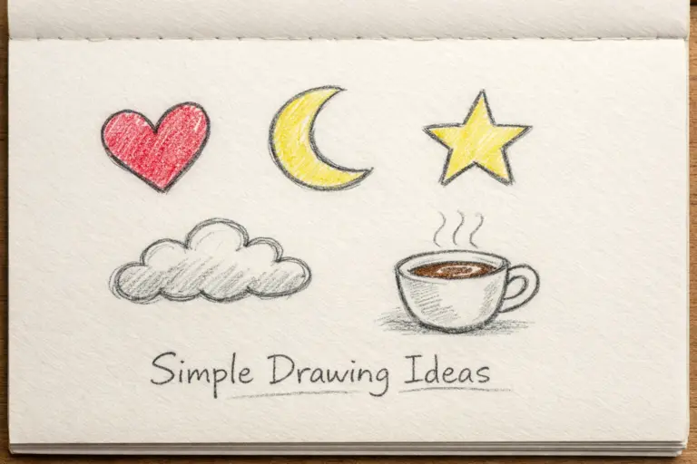 Five quick doodle sketches demonstrating simple drawing ideas