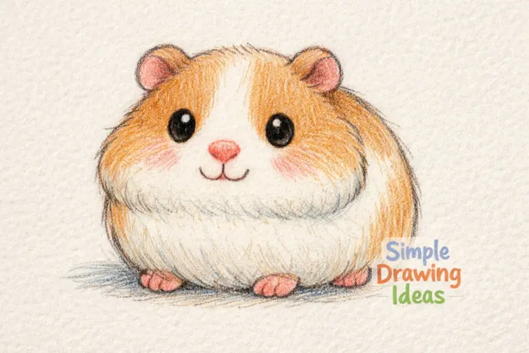 Chubby guinea pig with round body showing simple drawing ideas