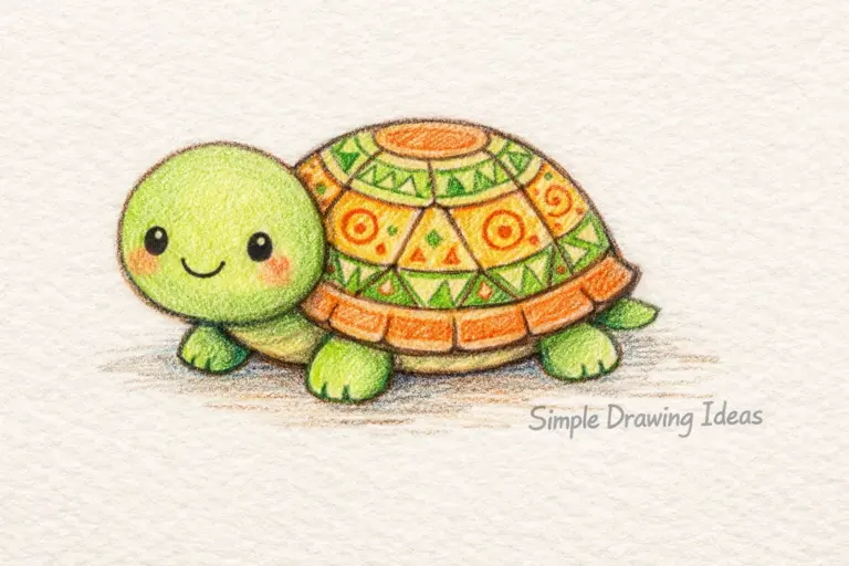Turtle with patterned shell showing simple drawing ideas