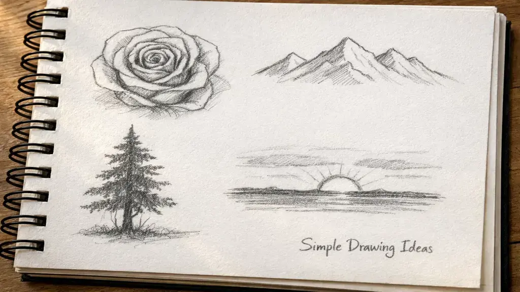 Simple drawing ideas nature examples in sketchbook