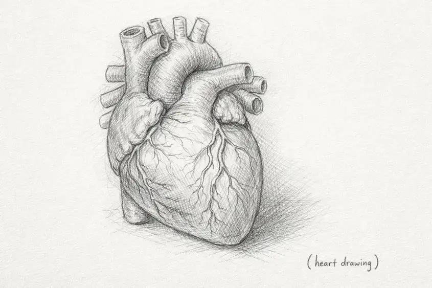 Anatomical Heart Drawing