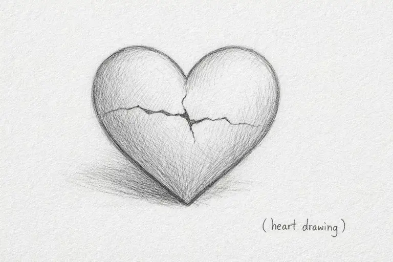 Cracked Heart Drawing