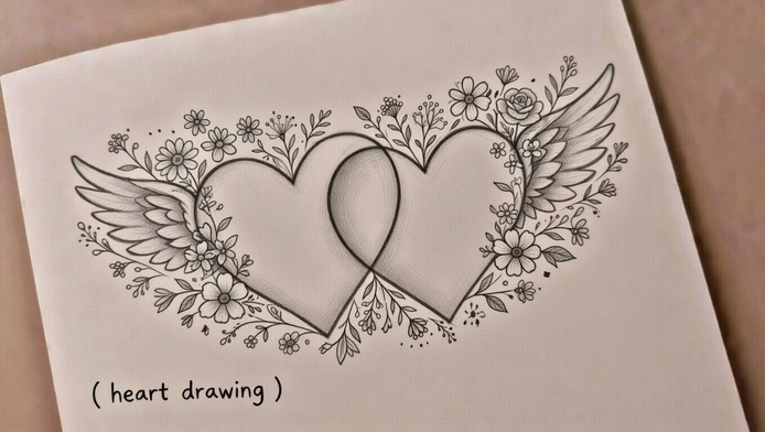 Floral Heart Drawing
