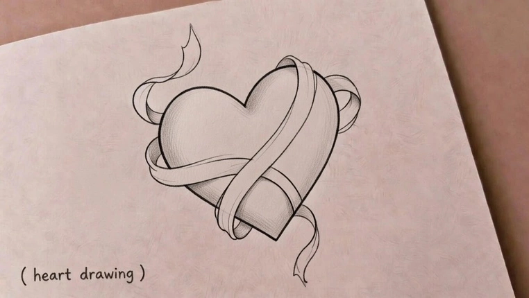 Heart Drawing With Ribbon