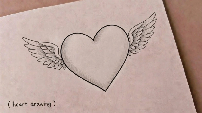 Heart Drawing With Wings
