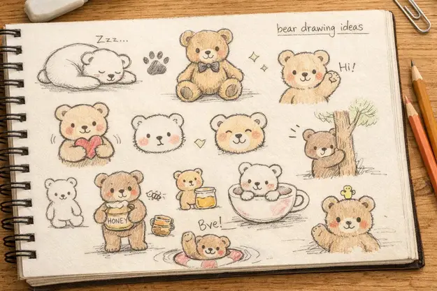 bear drawing ideas cute easy teddy bears