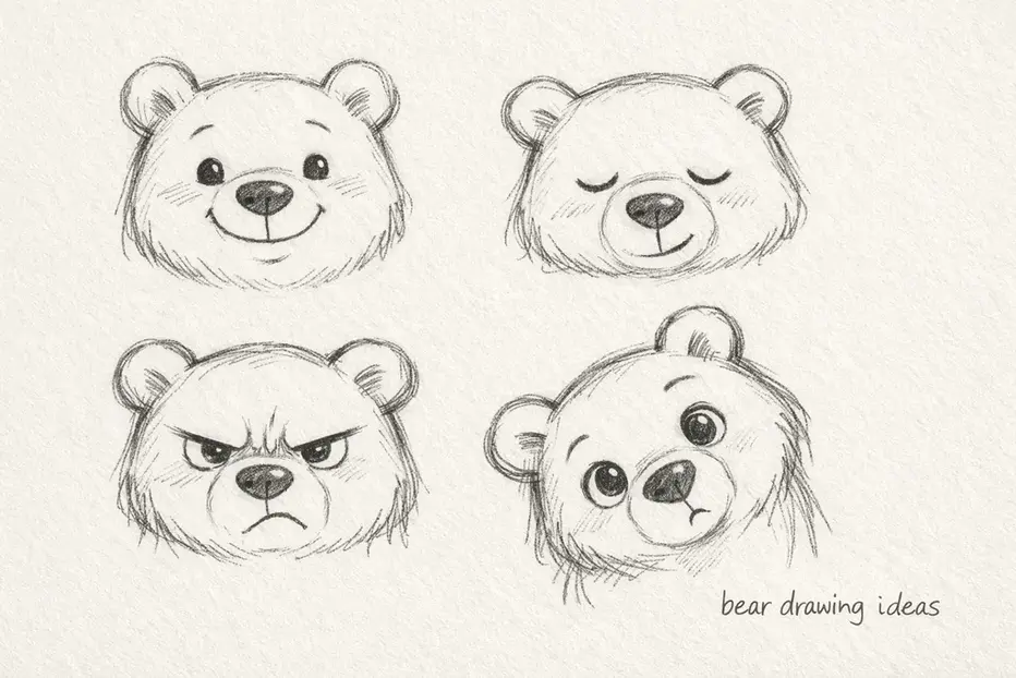 bear drawing ideas bear face expressions