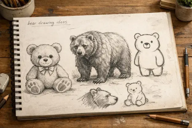 bear drawing ideas easy cute and realistic styles
