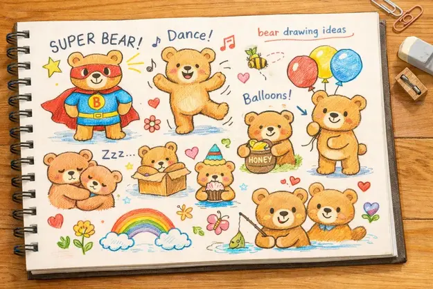 bear drawing ideas for kids fun cartoon bears
