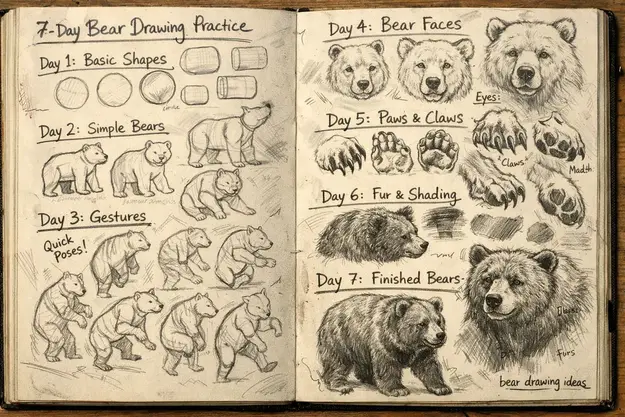 bear drawing ideas sketchbook practice routine