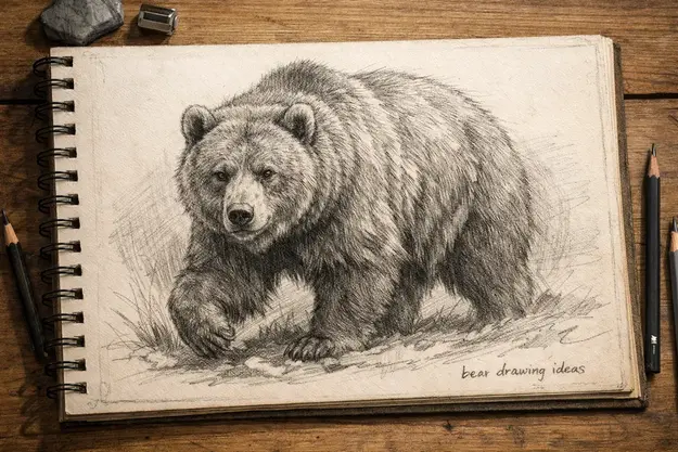bear drawing ideas realistic grizzly shading