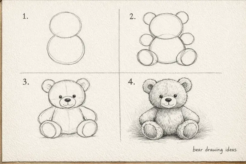 bear drawing ideas step by step teddy bear tutorial