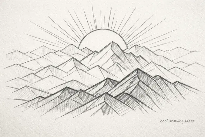abstract mountain line drawing cool sketch ideas minimalist mountain sketch