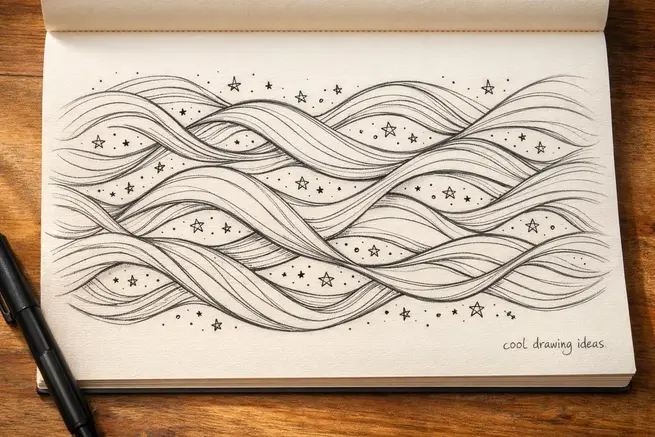 abstract wave lines drawing cool drawing ideas flowing doodle sketch