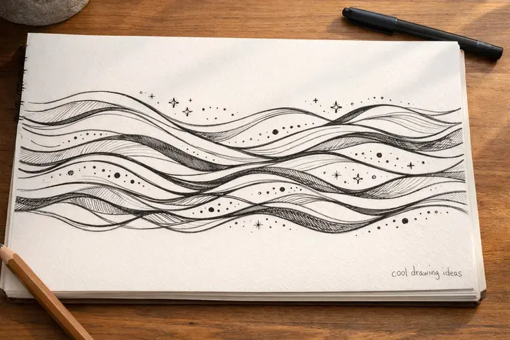 abstract waves drawing cool drawing ideas flowing line art sketch