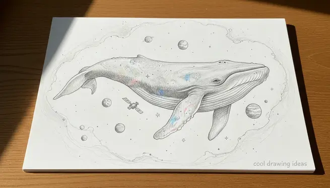 celestial whale drawing cool drawing ideas space fantasy creature sketch