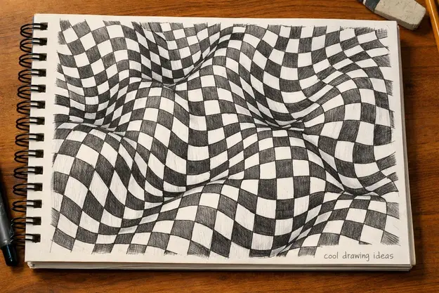checkerboard waves drawing cool drawing ideas optical pattern sketch