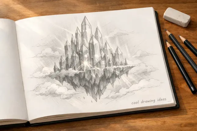 floating crystal castle drawing cool drawing ideas fantasy architecture sketch