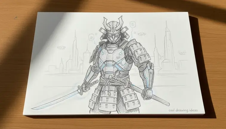 cyber samurai drawing cool drawing ideas futuristic warrior sketch