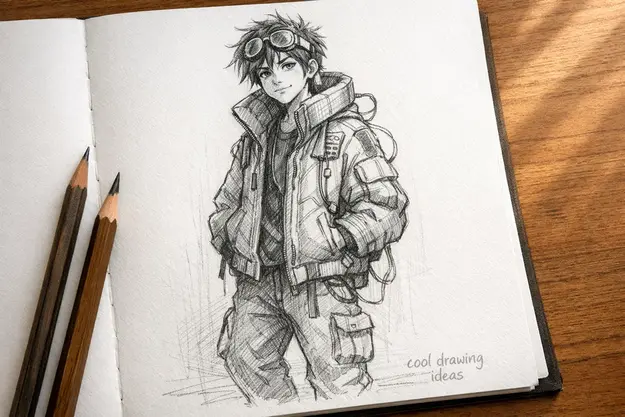 cyberpunk street kid drawing cool drawing ideas futuristic character sketch