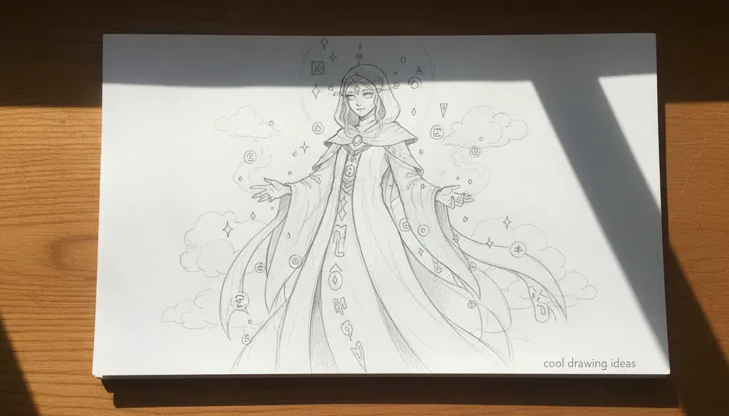 dream guardian drawing cool drawing ideas fantasy protector character sketch