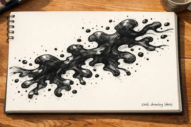 flowing ink shapes drawing cool drawing ideas abstract ink sketch