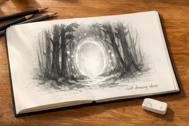 forest portal drawing cool drawing ideas magical doorway sketch