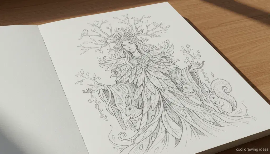 forest spirit wanderer drawing cool drawing ideas nature fantasy character sketch