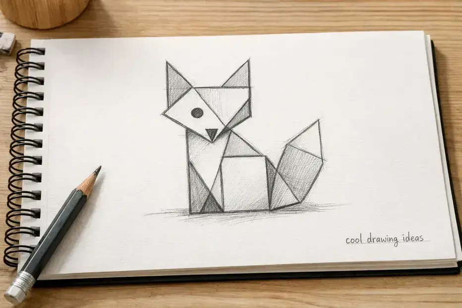 geometric animal drawing cool drawing ideas simple geometric fox sketch