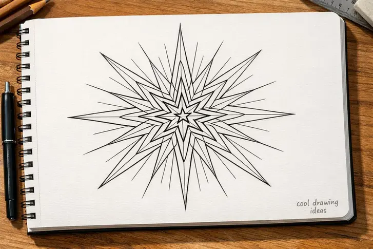 geometric starburst drawing cool drawing ideas star pattern sketch