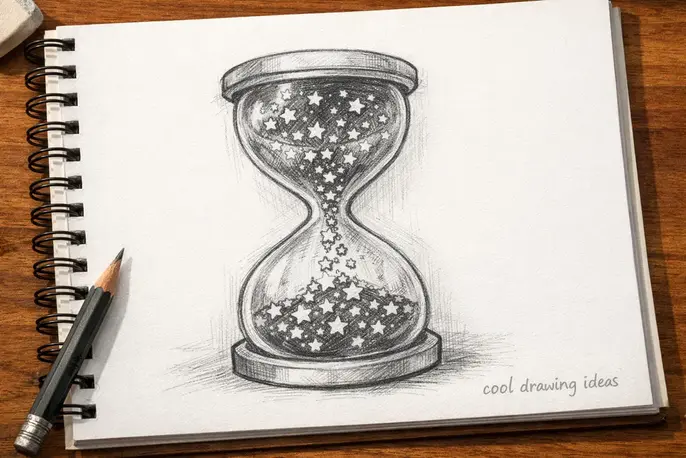 hourglass with stars drawing cool drawing ideas fantasy hourglass sketch