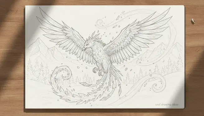 ice phoenix drawing cool drawing ideas fantasy bird sketch