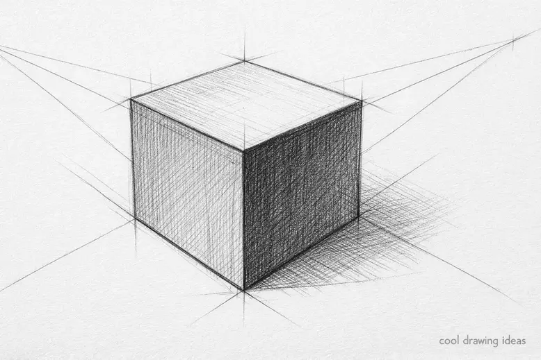 illusion cube drawing cool drawing ideas simple 3D cube sketch