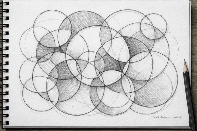 cool drawing ideas: layered circles pattern drawing cool doodle ideas circle design sketch
