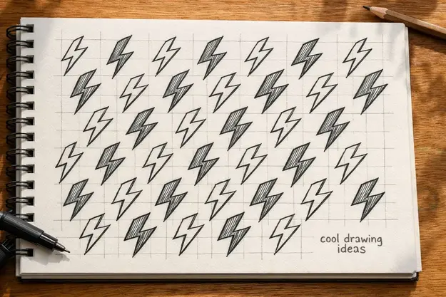 lightning pattern drawing cool drawing ideas zigzag grid sketch