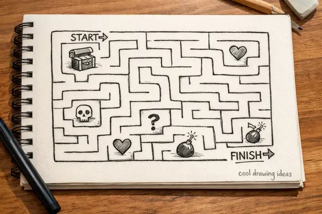 maze doodle drawing cool drawing ideas puzzle sketch