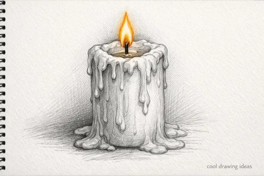 melting candle drawing cool drawing ideas dripping wax candle sketch