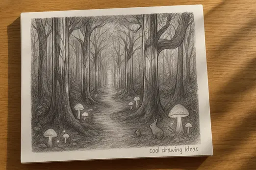 mirror forest path drawing cool drawing ideas surreal forest sketch