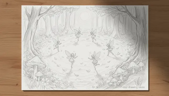 moonlit fairy circle drawing cool drawing ideas fantasy fairy sketch