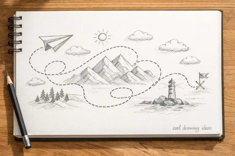 paper airplane journey map drawing cool drawing ideas creative map doodle