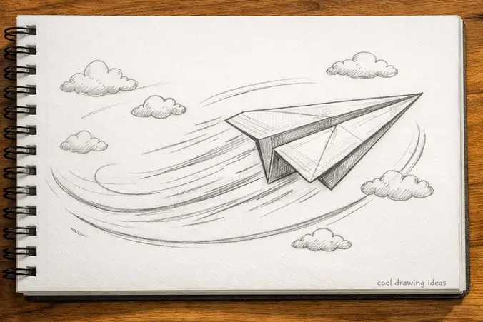 paper airplane flying sketch cool drawing ideas motion doodle drawing