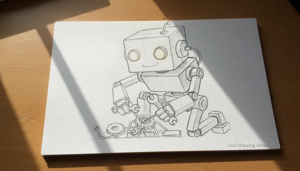 robot mechanic character drawing cool drawing ideas friendly robot sketch