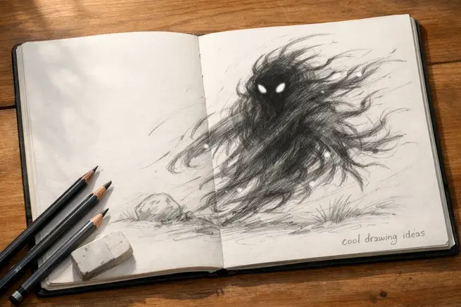 living shadow creature drawing cool drawing ideas fantasy monster sketch