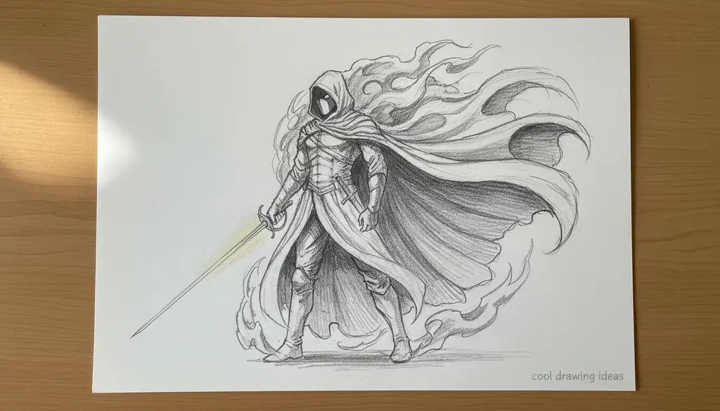 shadow duelist drawing cool drawing ideas mysterious swordsman sketch