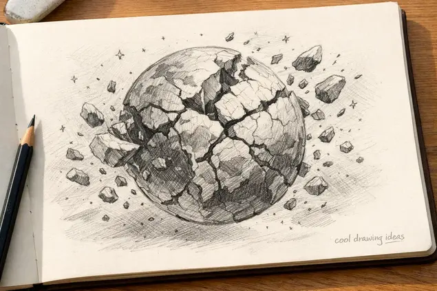 shattered planet drawing cool drawing ideas broken planet space sketch