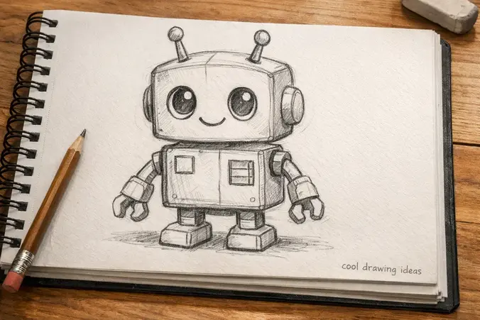 simple robot character sketch cool drawing ideas cute robot drawing