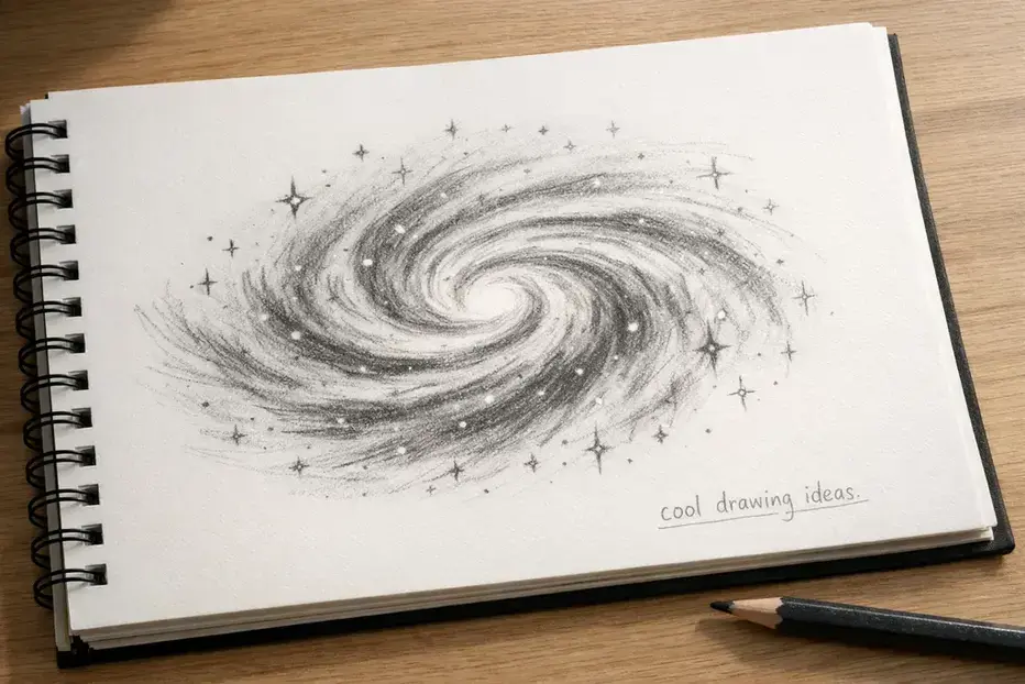 spiral galaxy doodle cool drawing ideas galaxy sketch with stars
