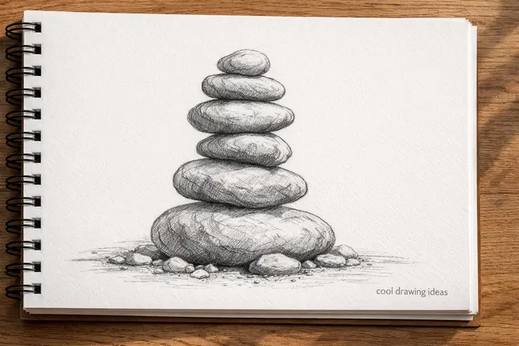 stacked stones drawing cool drawing ideas zen rock sketch