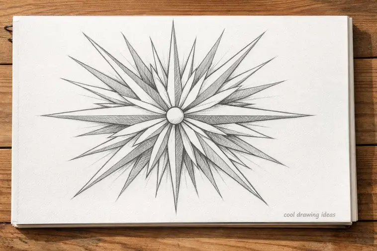 spiky sunburst pattern drawing cool drawing ideas geometric sunburst sketch