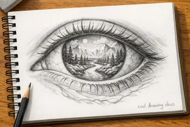surreal eye landscape drawing cool drawing ideas imaginative eye sketch